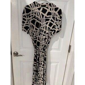 Worthington Midi Dress Animal Print Short Sleeve‎ Collared Belted X-Large